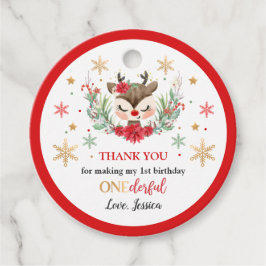 Rentier Christmas 1. Geburtstag Roter Winter Hirsc Geschenkanhänger
