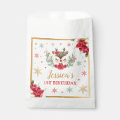Rentier Christmas 1. Geburtstag Roter Winter Hirsc Geschenktütchen (Vorderseite)