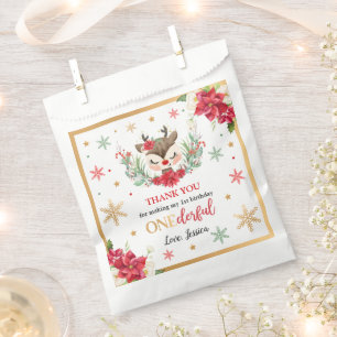Rentier Christmas 1. Geburtstag Roter Winter Hirsc Geschenktütchen