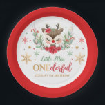 Rentier Christmas 1. Geburtstag Roter Winter Hirsc Pappteller<br><div class="desc">Rentier Weihnachten 1. Geburtstag Roter Winter Hirschpapier Platte</div>