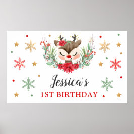 Rentier Christmas 1. Geburtstag Winter Deer Banner Poster
