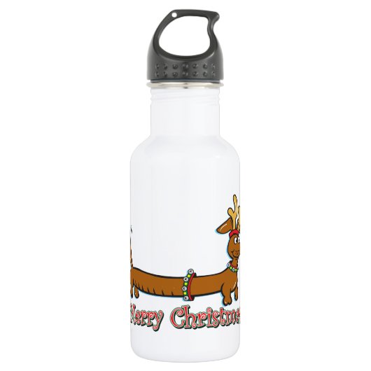 Rentier Christmas Dackel Edelstahlflasche (Vorderseite)