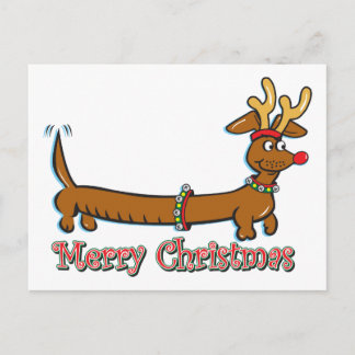 Rentier Christmas Dackel Feiertagspostkarte