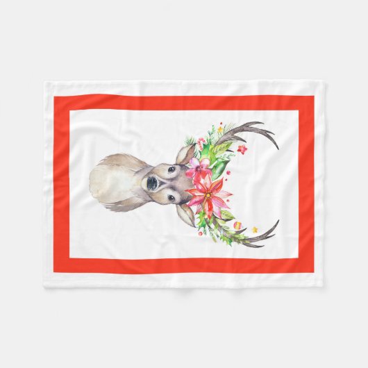 Rentier Christmas Fleece Blanket (Vorderseite (Horizontal))