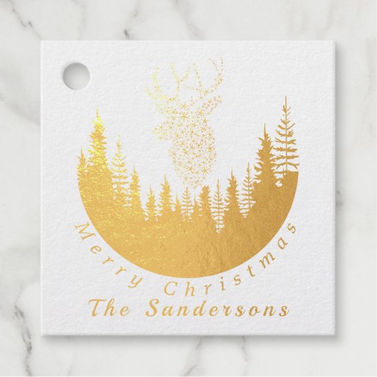 Rentier Christmas Forest I Monogram Geschenkanhänger (Vorderseite)
