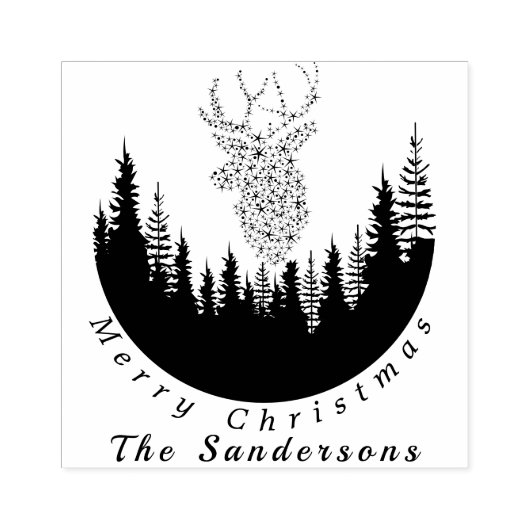 Rentier Christmas Forest I Monogram Gummistempel (Prägung)