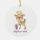 Rentier Christmas Lights Keramik Ornament (Vorne)