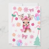 Rentier Christmas Party Pink Einladung (Rückseite)