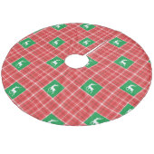 Rentier Christmas Red Green Twill Kariert Fleece Weihnachtsbaumdecke (Schrägansicht)