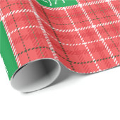 Rentier Christmas Red Green Twill Kariert Geschenkpapier (Rolleneckpunkt)