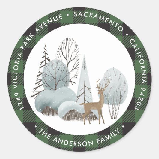 Rentier Christmas Rücksendeadressen-Aufklebers Runder Aufkleber (Vorderseite)