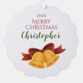 Rentier & Christmas Tree on White , PERSONALISIERT Ornament Karte (Rückseite)