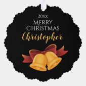 Rentier & Christmas Tree , PERSONALISIERTE CHRISTM Ornament Karte (Rückseite)