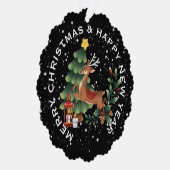 Rentier & Christmas Tree , PERSONALISIERTE CHRISTM Ornament Karte (Rechts)