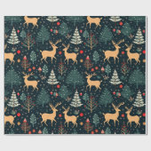 Rentier Christmas Trees Snowflakes Weihnachten Geschenkpapier (Flach)