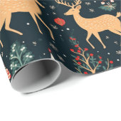 Rentier Christmas Trees Snowflakes Weihnachten Geschenkpapier (Rolleneckpunkt)