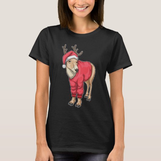 Rentier Christmas Weihnachtsmannmütze T-Shirt (Vorderseite)