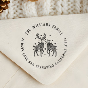 Rentier Couple Scarves & Snow Name Rücksendeadress Gummistempel