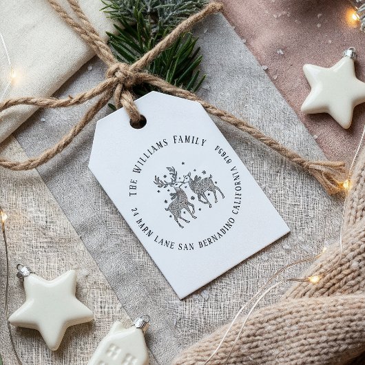 Rentier Couple Scarves & Snow Name Rücksendeadress Permastempel