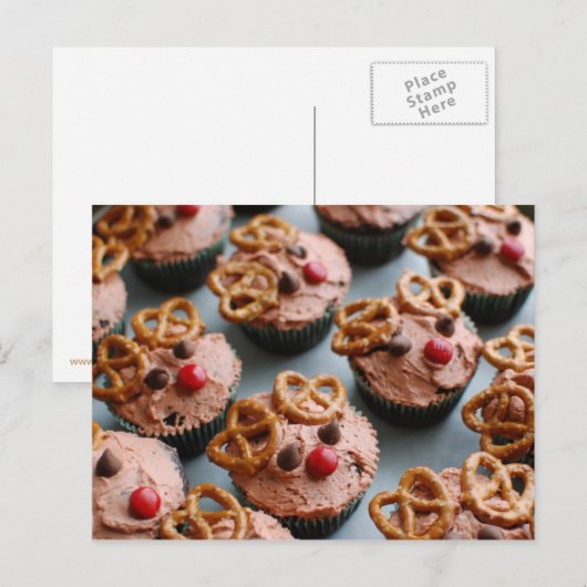 Rentier Cupcakes Postkarte (Vorne/Hinten)