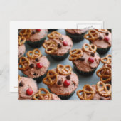 Rentier Cupcakes Postkarte (Vorne/Hinten)