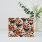 Rentier Cupcakes Postkarte (Stehend Vorderseite)