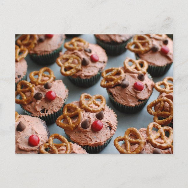 Rentier Cupcakes Postkarte (Vorderseite)