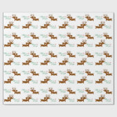 Rentier-Dachshund Froh & Hell Geschenkpapier (Flach)