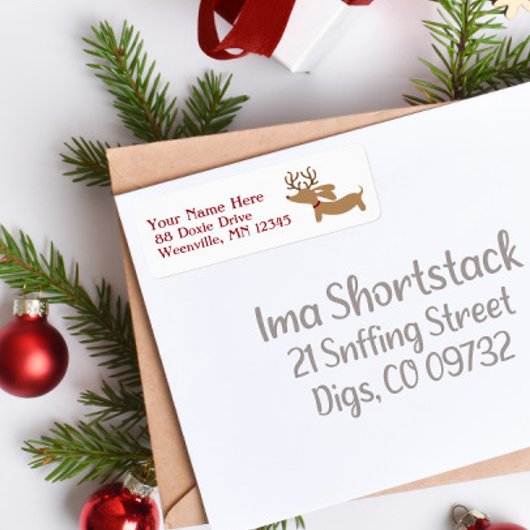 Rentier Dackel Weihnachtsanschrift Labels Dackel