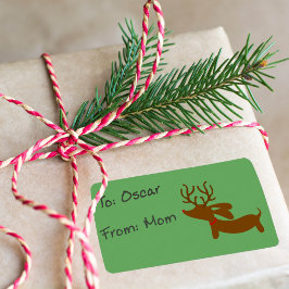 Rentier Dackel Weihnachtsgeschenk Tag Sticky Label Adressaufkleber