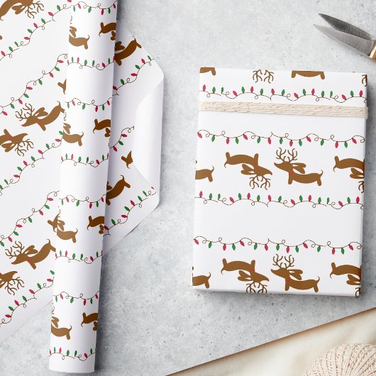 Rentier Dackel Weihnachtsgeschenk Wrapping Paper Geschenkpapier