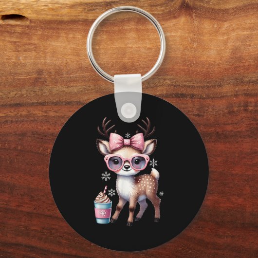 Rentier Drinks Hot Chocolate Bougie Girls Schlüsselanhänger (Vorderseite)