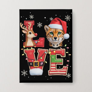 Rentier ELF Weihnachtsmann Hut Liebe Gepard Tier W Button