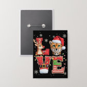 Rentier ELF Weihnachtsmann Hut Liebe Gepard Tier W Button (Vorderseite/Rückseite)