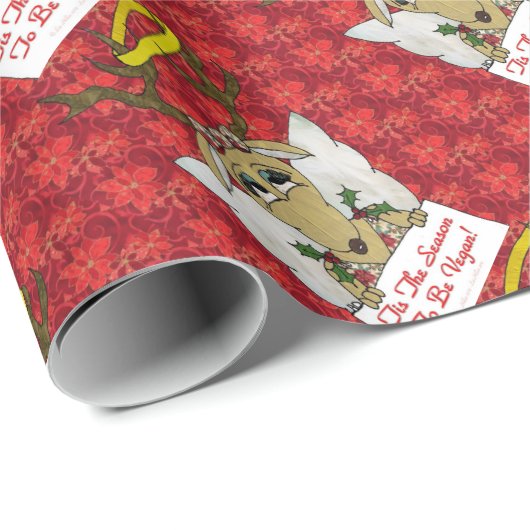 Rentier Engel ist die Jahreszeit Vegan zu sein Geschenkpapier (Rolleneckpunkt)