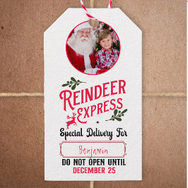 Rentier Express aus Santa Name & Foto Weihnachten Geschenkanhänger