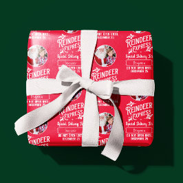 Rentier Express aus Santa Name & Foto Weihnachten Geschenkpapier