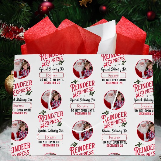 Rentier Express aus Santa Name & Foto Weihnachten Große Geschenktüte