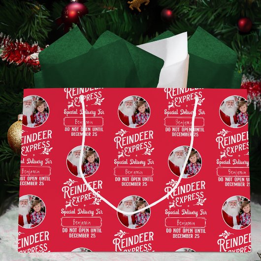 Rentier Express aus Santa Wa/Foto Weihnachten Rot Große Geschenktüte