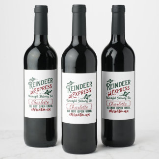 Rentier Express für ein frohes Weihnachtsfest! Weinetikett