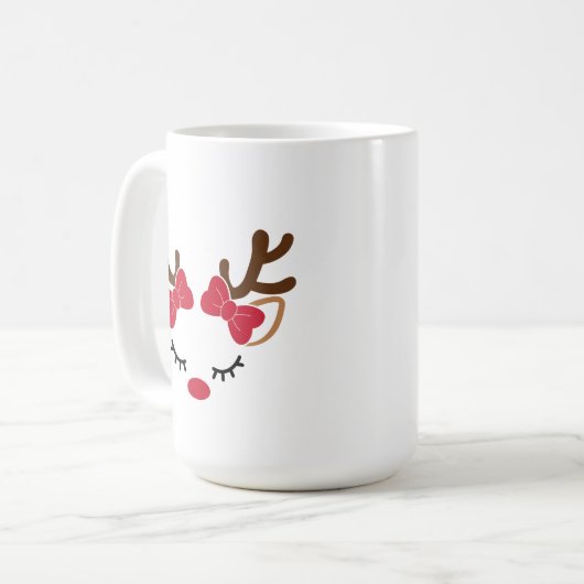 Rentier Face "Hers" Coffee Tasse Cup (Vorderseite Links)