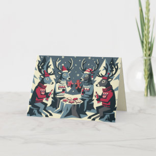 Rentier-Familie dekoriert Kekse Weihnachtskarte Feiertagskarte