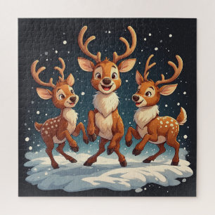 Rentier-Familien-Weihnachten Puzzle