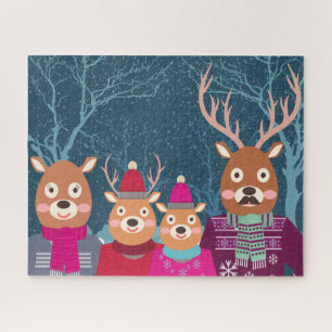 Rentier-Familien-Winter-Puzzle Puzzle