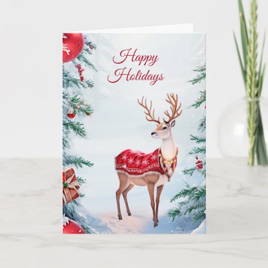 Rentier-Feiertags-Weihnachtskarte Karte (Vorderseite)
