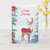 Rentier-Feiertags-Weihnachtskarte Karte (Gelbe Blume)