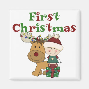Rentier First Christmas T - Shirt und Geschenke Magnet