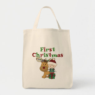 Rentier First Christmas T - Shirt und Geschenke Tragetasche