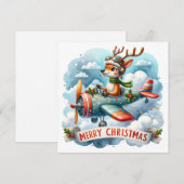 Rentier Flying Airplane Weihnachtskarte (Vorne/Hinten)