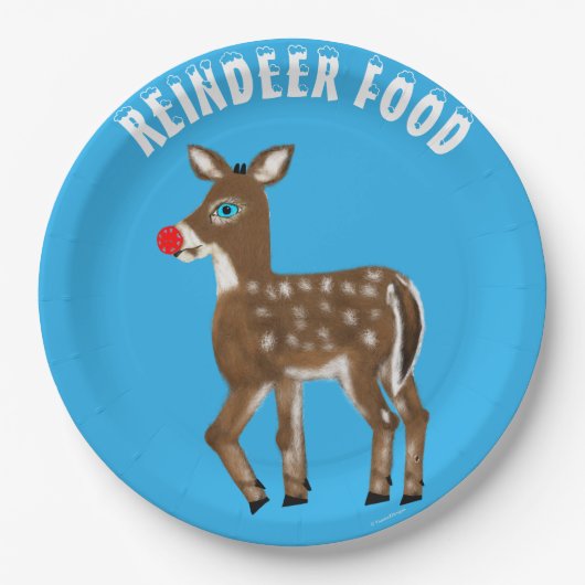 Rentier Food Blue-mit Augen Rentier Pappteller (Vorderseite)